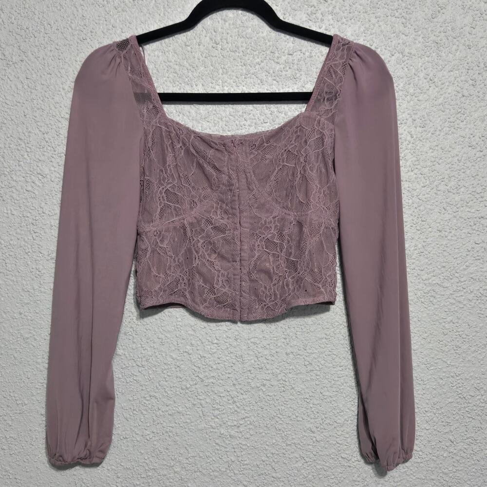 Kirious Womens Floral Lace Corset Peasant‎ Top Size M Coquette Cottagecore Fairy